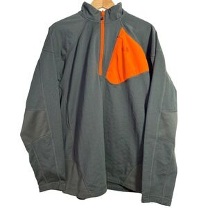 The North Face Mens XL Gray Orange Quarter Zip Fleece Pullover Long Sleeve